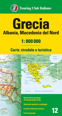 Grecia, Albania, Macedonia del Nord - Grgorszg, Albnia, Macedonia 1:800 000 trkp