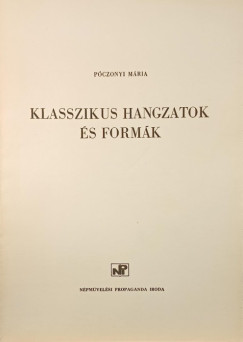 Pczonyi Mria - Klasszikus hangzatok s formk