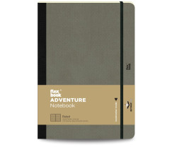 Flexbook Adventure vonalas jegyzetf�zet � elef�ntsz�rke, 17 � 24 cm, m�b�r bor�t�val, bels� zsebbel �s k�nyvjelz�vel