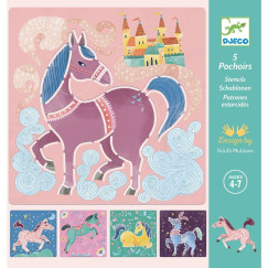 Lovak, kreatív sablon minták (DJECO, Horses, 5 db)