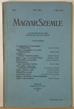 Bethlen Istv�n   (Szerk.) - Szekf� Gyula   (Szerk.) - Magyar Szemle 1935. XXV. k�tet 1. (97.) sz�m szeptember