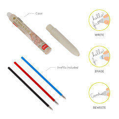 Térképes, 3 színű radírozható zselés toll (LEGAMI - STATIONERY, fekete/piros/kék)