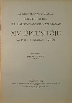 Az Isteni Megvlt Lenyai Budapesti XI. ker. Szt. Margit Lenygimnziumnak XIV. rtestje