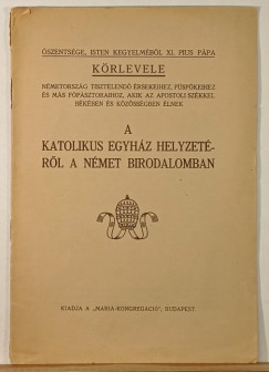 Xi. Pius Ppa - A katolikus egyhz helyzetrl a nmet birodalomban