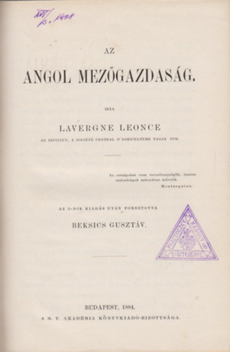 Lavergne Leonce - Az angol mezgazdasg