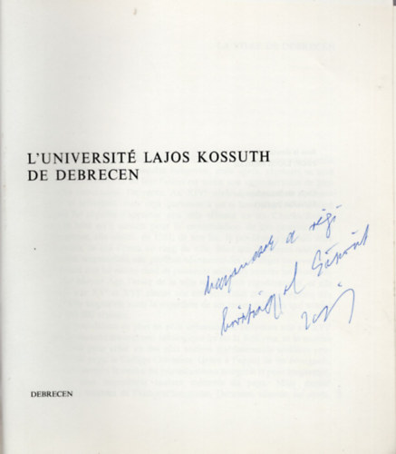 Prof. Lajos N�medi - Universit� Lajos Kossuth - Debrecen- dedik�lt