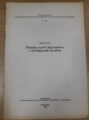 Éder Zoltán - Pázmány nyelvi hagyománya a felvilágosodás korában