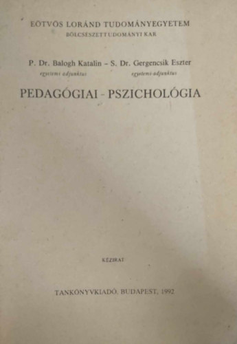 Balogh; Gergencsik - Pedaggiai - pszicholgia