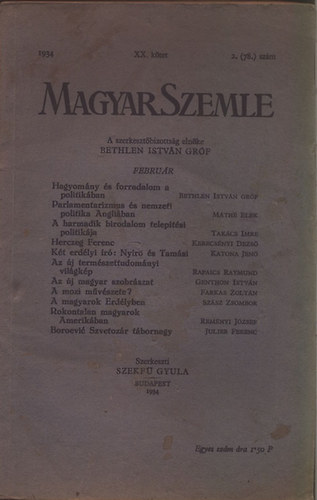 Magyar Szemle 1934. v XX. ktet 2.(78.) szm