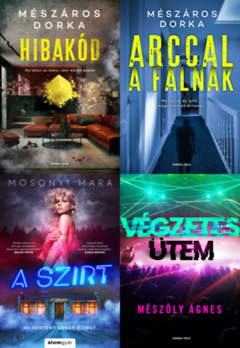 Mosonyi Mara, Mészöly Ágnes Mészáros Dorka - 4 db magyar krimi női szerzőktől: Hibakód + Arccal a falnak + Végzetes ütem + A szirt
