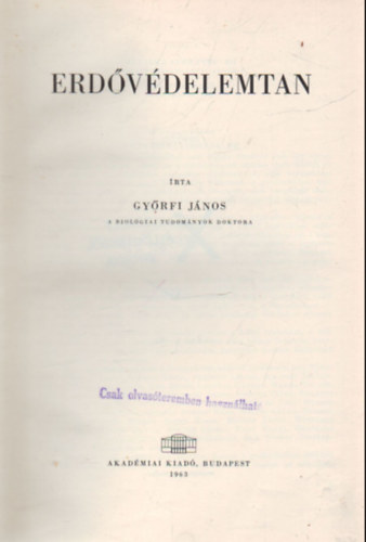 Gyrfi Jnos - Erdvdelemtan