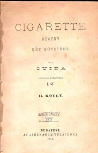 Ouida - Cigarette - csak a II. kötet
