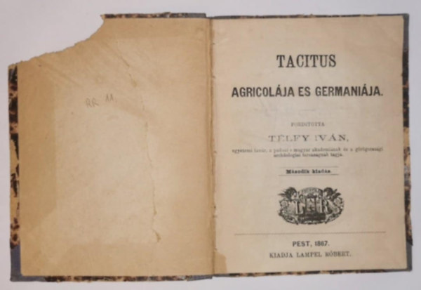 Tacitus T�lfy Iv�n - Tacitus Agricol�ja �s Germani�ja