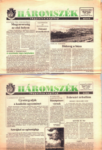 Bogdán László, Ferencz Csaba, Sylvester Lajos Farkas Árpád - Háromszék független napilap 1998 február: 2256., 2257., 2258., 2259., 2260., 2261., 2262., 2263., 2264., 2265., 2266., 2267., 2268., 2269., 2270., 2271., 2272., 2273., 2274., 2275., 2276., 2277., 2278., 2279. szám