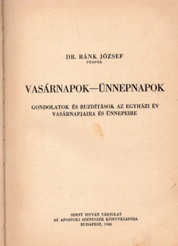 B�nk J�zsef - Vas�rnapok-�nnepnapok