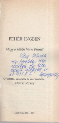 B�nyei J�zsef - Feh�r ingben-Magyar k�lt�k Veres P�terr�l - Dedik�lt
