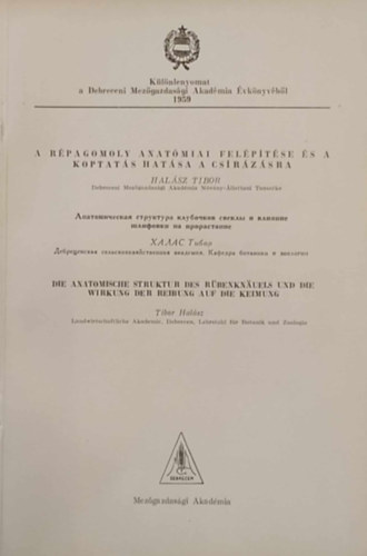 Hal�sz Tibor - A r�pagomoly anat�miai fel�p�t�se �s a koptat�s hat�sa a cs�r�z�sra - K�l�nlenyomat