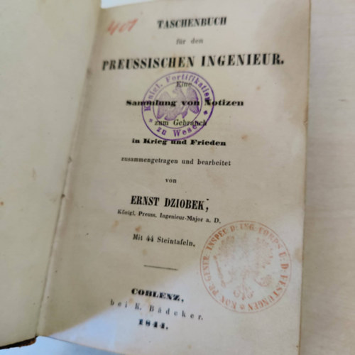Ernst Dziobek - Taschenbuch f�r den preussischen ingenieur - Porosz m�rn�k zsebk�nyve