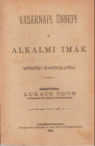 Lukcs dn - Vasrnapi , nnepi s alkalmi imk- szszki hasznlatra