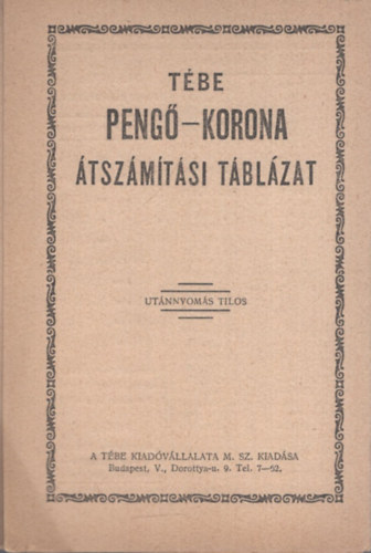 Peng�-korona �tsz�m�t�si t�bl�zat