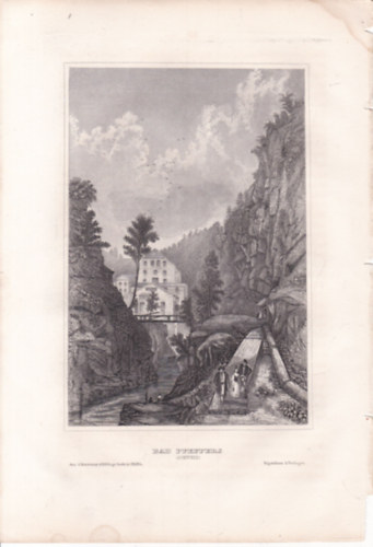 Bad Pfeffers (Sv�jc, Eur�pa) (16x23,5 cm lapm�ret� eredeti ac�lmetszet, 1856-b�l)