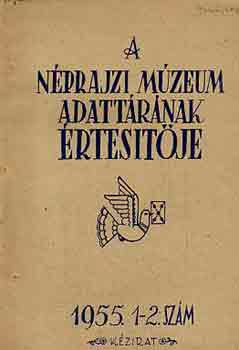 Morvay Pter  (szerk.) - A Nprajzi Mzeum adattrnak rtestje 1955. 1-2. szm