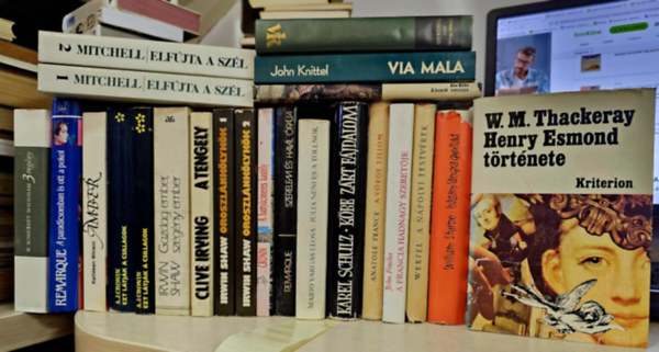 Margaret Mitchell, William Styron, Thomas Hardy, John Knittel, Abe Kobó, Franz Werfel, John Fowles, Anatole France, Karel Schulz, Kathleen Winsor, Mario Vargas LLosa, Eri William Makepeace Thackeray - 20db regény 23 kötetben, KÖNYVMENTŐ AJÁNLAT: Henry Esmond története+ Elfújta a szél I-II+ Házam lángra gyullad+ Egy tiszta nő+ Via mala+ A homok asszonya+ A nápolyi testvérek+ A francia hadnagy szeretője+ A vörös liliom+ Kőbe zárt