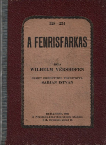 Wilhelm Vershofen - A fenrisfarkas - Pnzgyi elbeszls