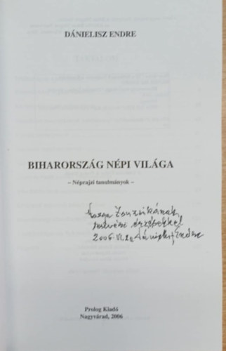 Dánielisz Endre - Biharország népi világa (dedikált)