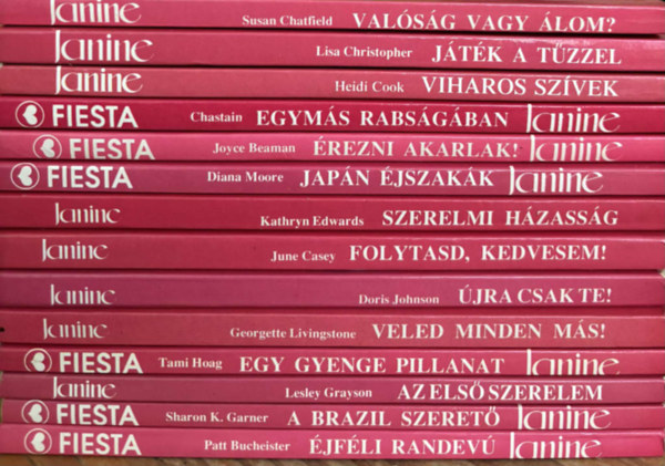 Lisa Christopher, Heidi Cook, Joyce Beaman, Diana Moore, Kathryn Edwards, June Casey, Doris Johnson, Georgette Livingstone, Tami Hoag, Lesley Grayson, Sharon K. Garner, Patt Bucheiste Susan Chatfield - 14 db Janine romantikus knyv