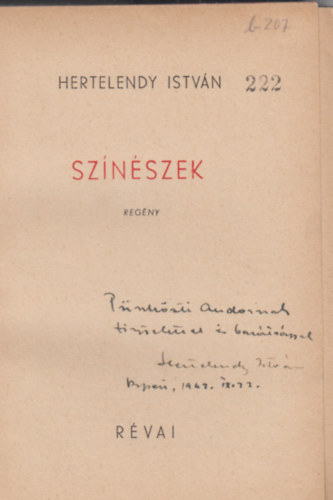 Hertelendy István - Színészek