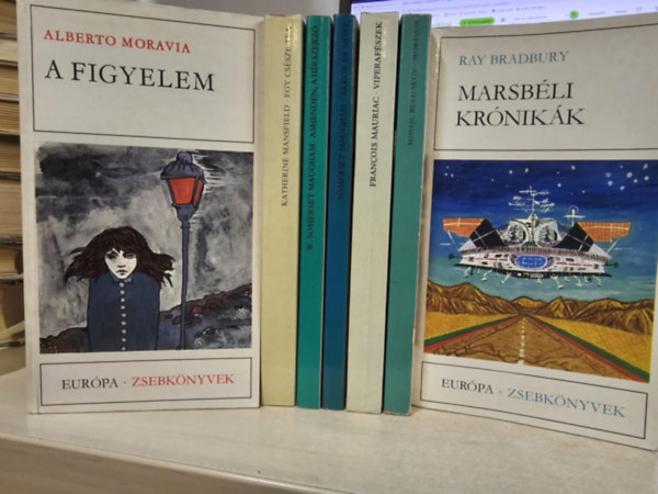 Katherine Mansfield, William Somerset Maugham, Francois Mauriac, Mihail Bulgakov, Ray Bradbury Alberto Moravia - 7db Európa zsebkönyv, KÖNYVMENTŐ AJÁNLAT: A figyelem+ Egy csésze tea+ Ashenden, a hírszerző+ Akkor és most+ Viperafészek+ Morfium+ Marsbéli krónikák