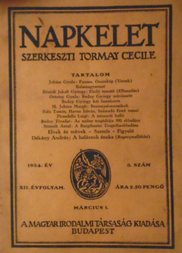 Tormay Cecile  (szerk.) - Napkelet XII. �vfolyam 3. sz�m