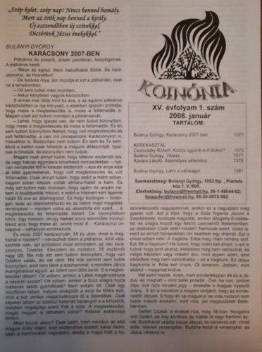 Bulnyi Gyrgy - Koinnia XV. vfolyam 2008: janur (1.szm), februr (2.szm), mrcius (3.szm), mjus (5.szm)