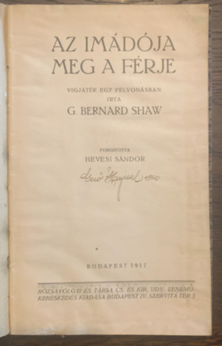 G. Bernard Shaw - Az imdja meg a frje - Vgjtk egy felvonsban