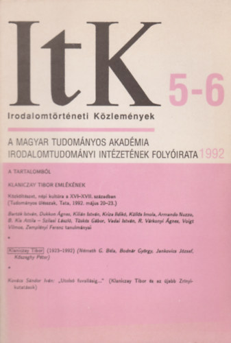 Irodalomt�rt�neti K�zlem�nyek 5-6 / 1992