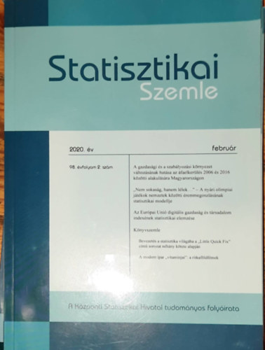 Statisztikai szemle (6 db): 2020 (98. vfolyam): februr, mrcius, prilis, mjus, jnius, augusztus