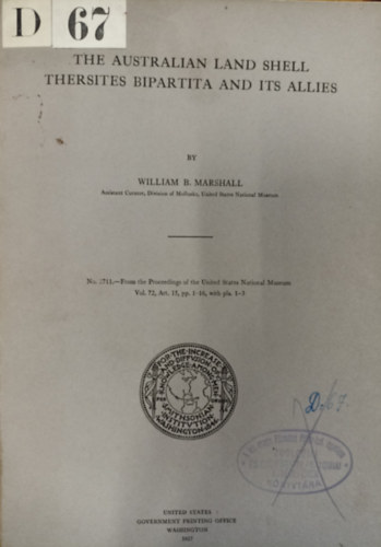 William B. Marshall - The Australian Land Shell Thersites Bipartita and its Allies
