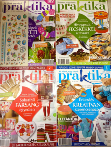 4 db. Praktika Diy Magazin - 2009.jan. - XIII évf., 1. szám, 2009.febr. - XIII évf., 2. szám, 2009.márc. - XIII évf., 3. szám, 2009.ápr. - XIII évf., 4. szám (szabás-varrás-kötés-hobby-lakásdivat-kézimunka)