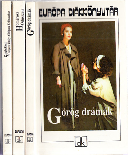 Homérosz, Szophoklész - 3 db. Európa Diákkönyvtár: Görög drámák (Leláncolt Prométheusz - Antigoné - Íphigeneia Auliszban - A madarak) + Odüsszeia + Oidipusz király - Oidipusz Kolónoszban