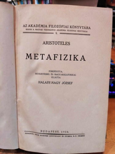 Aristoteles - Metafizika (Az Akadmia Filozfiai Knyvtra 9.)