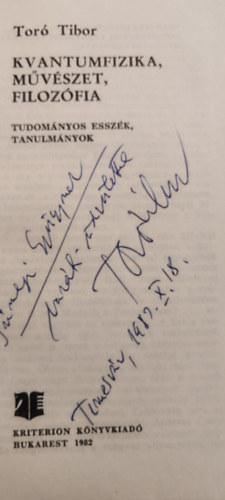 Tor Tibor - Kvantumfizika, mvszet, filozfia. Tudomnyos esszk, tanulmnyok