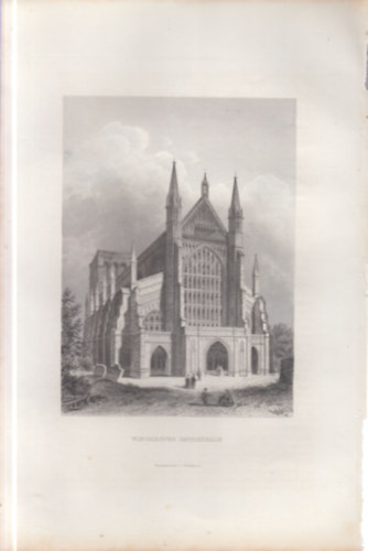 Winchesteri székesegyház - eredeti litográfia (metszet)
