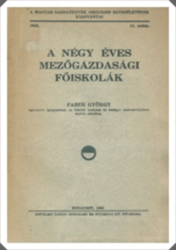 Faber Gyrgy - A ngy ves mezgazdasgi fiskolk