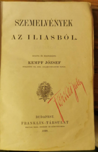 Kempf J�zsef  (magyar�zta) - Szemelv�nyek az Iliasb�l