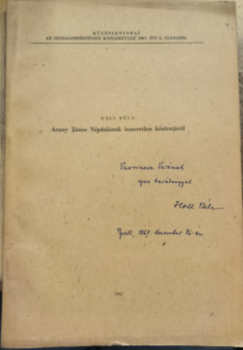 Holl B�la - Arany J�nos N�pdal�nak ismeretlen k�zirat�r�l