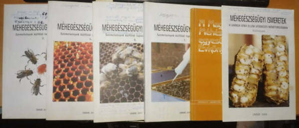 Bross Péter Magyar Méhészegyesület (Fel. kiadó) - 6 db méhészeti kiadvány: Méhegészségügyi ismeretek 2., 5., 6., 7. - Különszám (2008) + A Magyar Méhészegyesület évkönyve 1985
