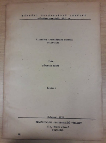 Lőrinczy Endre - Állomások tervezésének műszaki feltételei