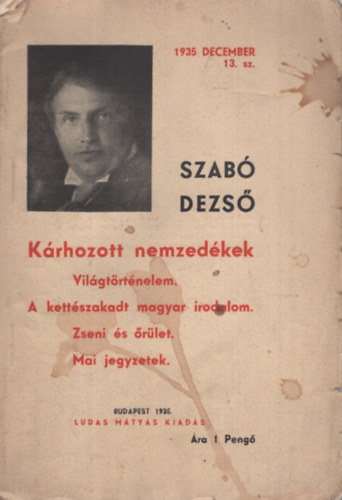 Szab Dezs - Krhozott nemzedkek (Vilgtrtnelem - A kettszakadt magyar irodalom - Zseni s rlet - Mai jegyzetek)- Ludas Mtys fzetek 13.