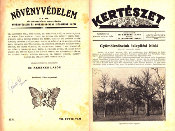 Dr. Kerekes Lajos (szerk.) - Növényvédelem 1931. VII. évfolyam - Kertészet 1931. V. évfolyam - Növényvédelem és kertészet 1947. november-december, 1948. január-április (töredék egybekötve)